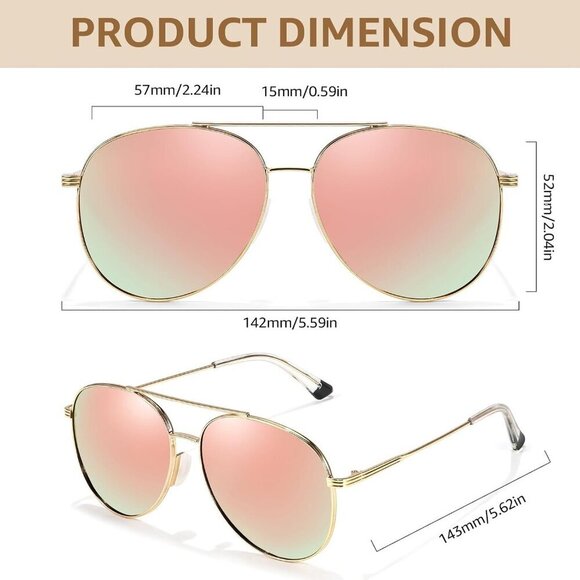 Unisex Aviator Sunglasses Metal Frame Polarized UV400 No-Snag Shades